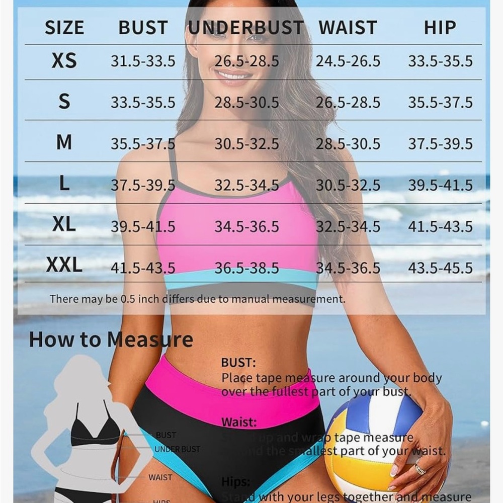 Charmo NWT Blue and Black High waisted Women's Swimwear Set size M - Picture 5 of 10